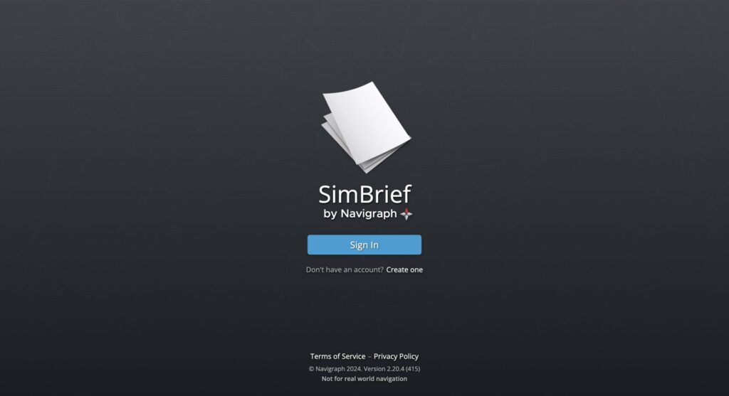 simbriefのアカウント作成画面の最初